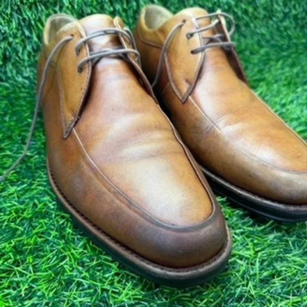Vintage Arnold Palmer Marty Men 12M Brown Leather Apron Toe Derby Shoes Brazil